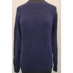 Vtg The Fox Collection Wool Blend Navy Knit Crewneck Sweater M